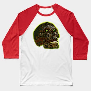 Burnt skull with glowing green eyes Baseball T-Shirt